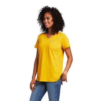 Ariat Rebar Bavlnene Strong V-Neck Top Zlate | VcXU7Psv