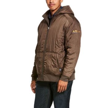 Ariat Rebar Cold Weather Reversible Full Zip Hoodie Banyan Bark Heather | HYhsmXmh