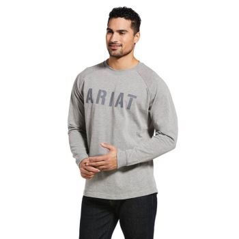 Ariat Rebar CottonStrong Block T-Shirt Siva | 9nM6hj5E