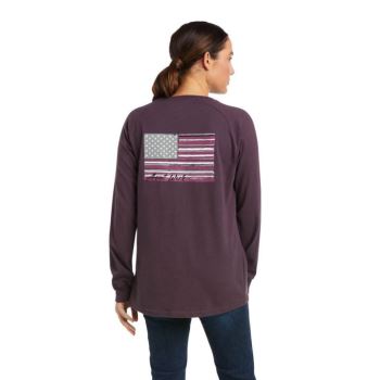Ariat Rebar CottonStrong Brand Flag T-Shirt Nachový | 4hb3er2B