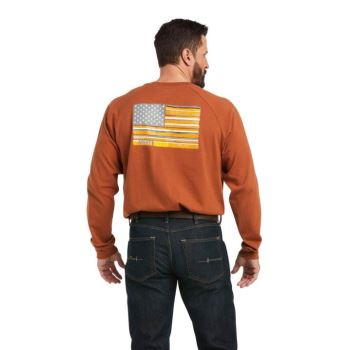 Ariat Rebar CottonStrong Brand Flag T-Shirt Meď | bdQ0tCxR