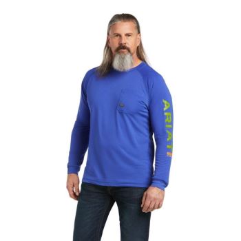 Ariat Rebar Heat Fighter T-Shirt Kráľovská Modrá | 3VMygi7f