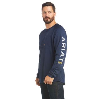 Ariat Rebar Heat Fighter T-Shirt Námornícka Modrá | AKewAwdb