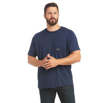 Ariat Rebar Heat Fighter T-Shirt Námornícka Modrá | IW5nApu8