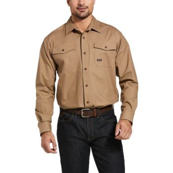 Ariat Rebar Made Tough DuraStretch Pracovná Shirt Hnedožltý | MuTuCmz1