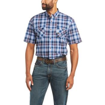 Ariat Rebar Made Tough DuraStretch Pracovná Shirt Cobalt Plaid | VyGChIuP