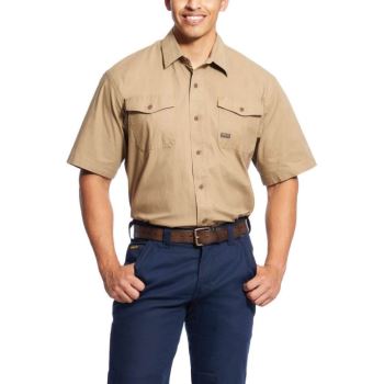 Ariat Rebar Made Tough DuraStretch Pracovná Shirt Hnedožltý | eDFU5yQL