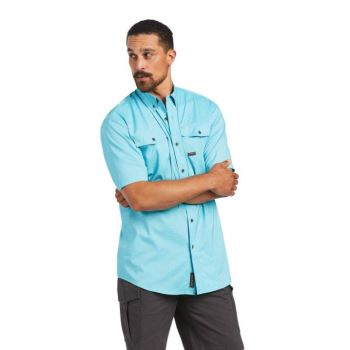 Ariat Rebar Made Tough VentTEK DuraStretch Pracovná Shirt Carribean Heather | 19JoiKYR