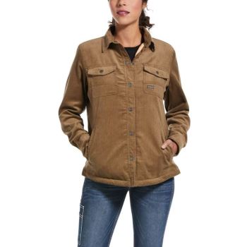 Ariat Rebar Sherpa-lined Corduroy Shirt Jacket Hnedožltý | pnUYPIxl