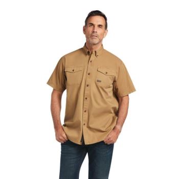 Ariat Rebar Washed Twill Pracovná Shirt Hnedožltý | ndjTQsbT