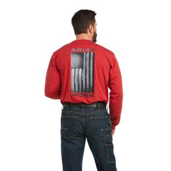 Ariat Rebar Workman Alloy Flag Grafika T-Shirt Červené | E6SfvAJa