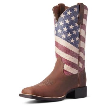 Ariat Round Up Patriot Western Boot Hnede | SWvm2moP