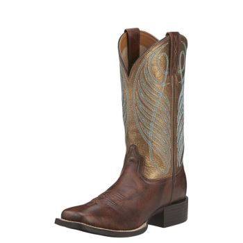Ariat Round Up Siroke Topanky Square Spicou Western Boot Hnede | CbTORBtG