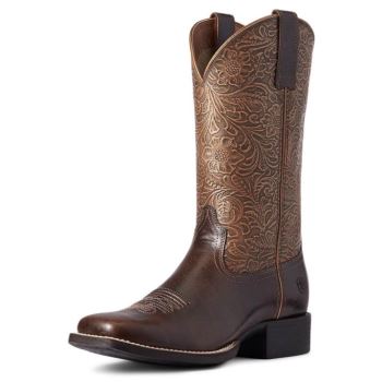 Ariat Round Up Siroke Topanky Square Spicou Western Boot Hnede | W8akXoDh