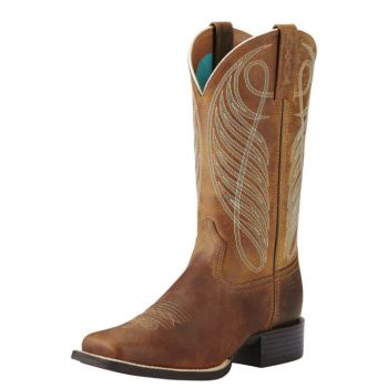 Ariat Round Up Siroke Topanky Square Spicou Western Boot Hnede | lhnVxwLD