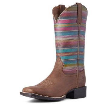 Ariat Round Up Siroke Topanky Square Spicou Western Boot Tmavo Hnede | y0GOvvK0