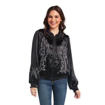 Ariat Satin Bomber Jacket Čierne | gl7YN5ej