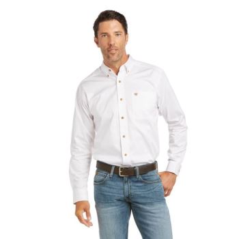 Ariat Solid Twill Fitted Shirt Biele | yp2GFma1