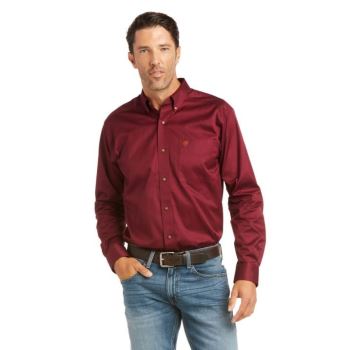 Ariat Solid Twill Fitted Shirt Bordove | rG5S5Vg2