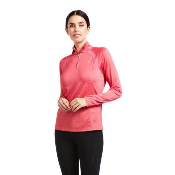 Ariat Sunstopper 2.0 1/4 Zip Baselayer Party Punch Dot | 0zOrOTaS