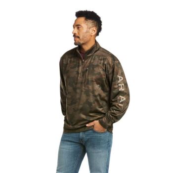 Ariat Team Logo 1/4 Zip Sweatshirt Hnede Maskacove | GR9qabbw