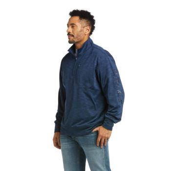 Ariat Team Logo 1/4 Zip Sweatshirt Indigo | tHxuvDLz