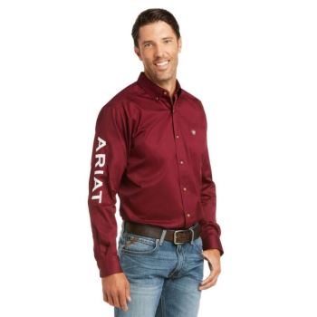 Ariat Team Logo Twill Fitted Shirt Bordove Biele | hDAGUozZ