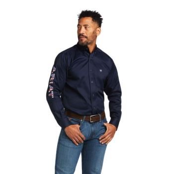 Ariat Team Logo Twill Fitted Shirt Námornícka Modrá | qq4SJasq