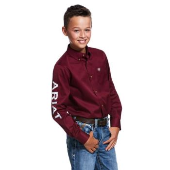 Ariat Team Logo Twill Klasické Fit Shirt Bordove Biele | 8rXu35kg