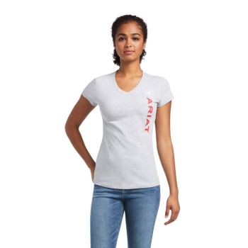 Ariat Vertical Logo T-Shirt Siva | HqSHNz11