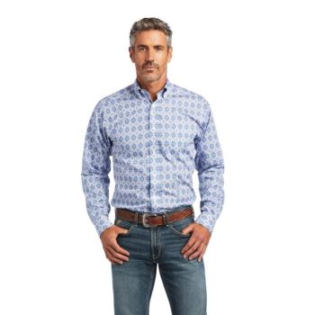Ariat Wrinkle Free Eliot Fitted Shirt Modre | uCRHdSz7