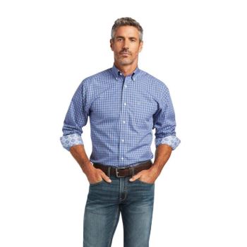 Ariat Wrinkle Free Ezrah Fitted Shirt Modre | csFOiRZV