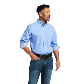 Ariat Wrinkle Free Solid Pinpoint Oxford Klasické Fit Shirt Modre | PMOs2vK8