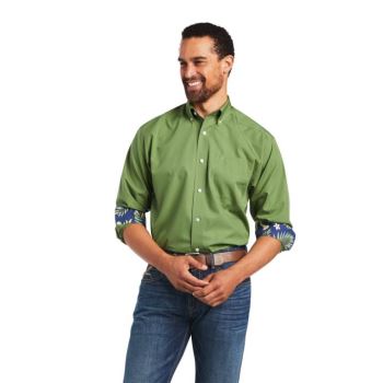 Ariat Wrinkle Free Solid Pinpoint Oxford Klasické Fit Shirt Dill | xRdMyVfi